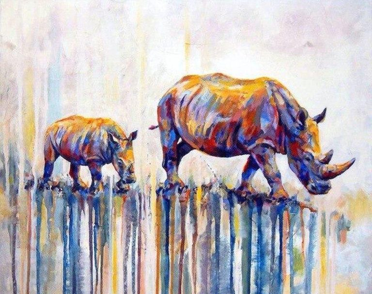Schilderen op nummer Twee Neushoorns Artistiek
