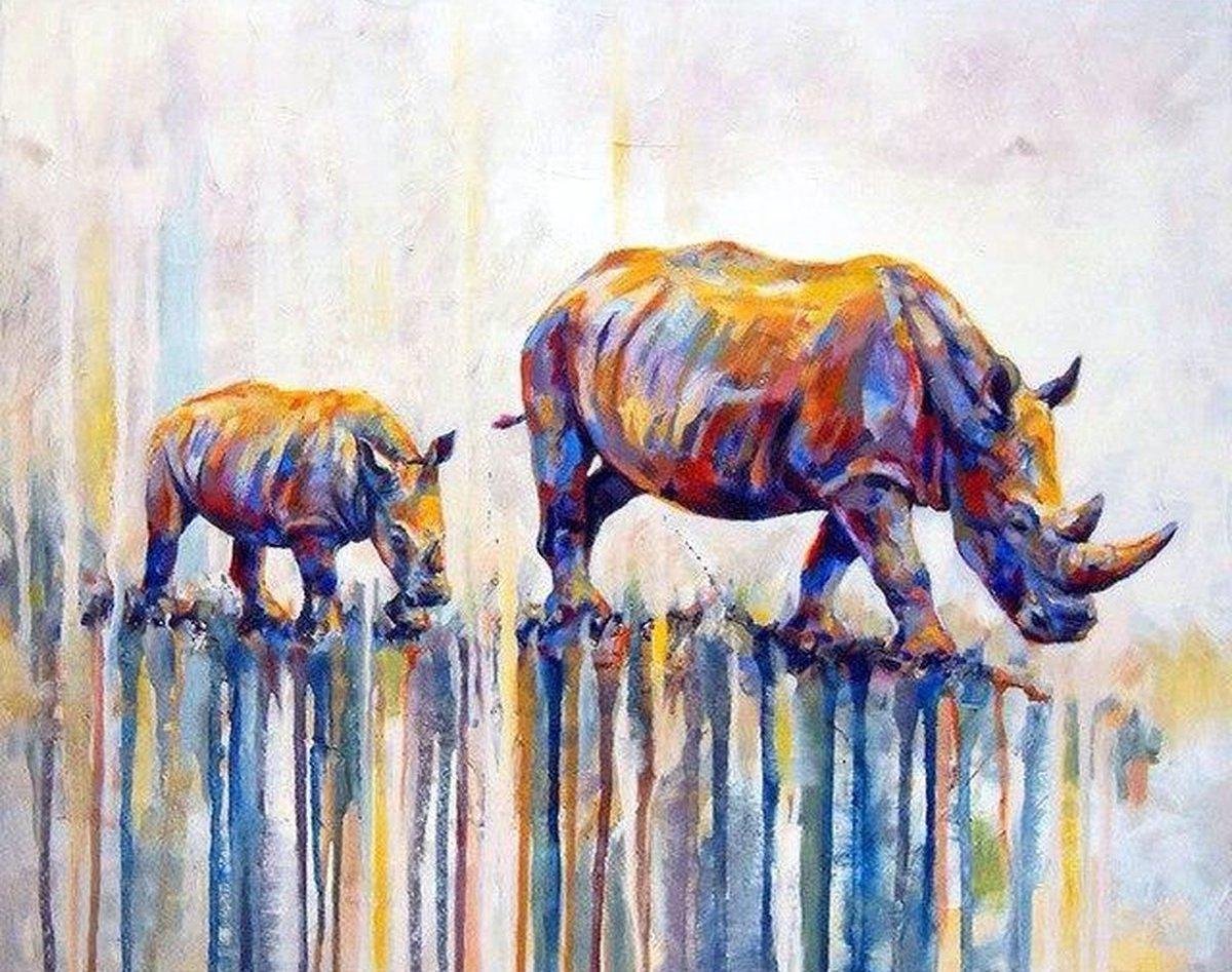 Schilderen op nummer Twee Neushoorns Artistiek
