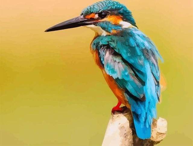 Schilderen op nummer Vogel Op Tak