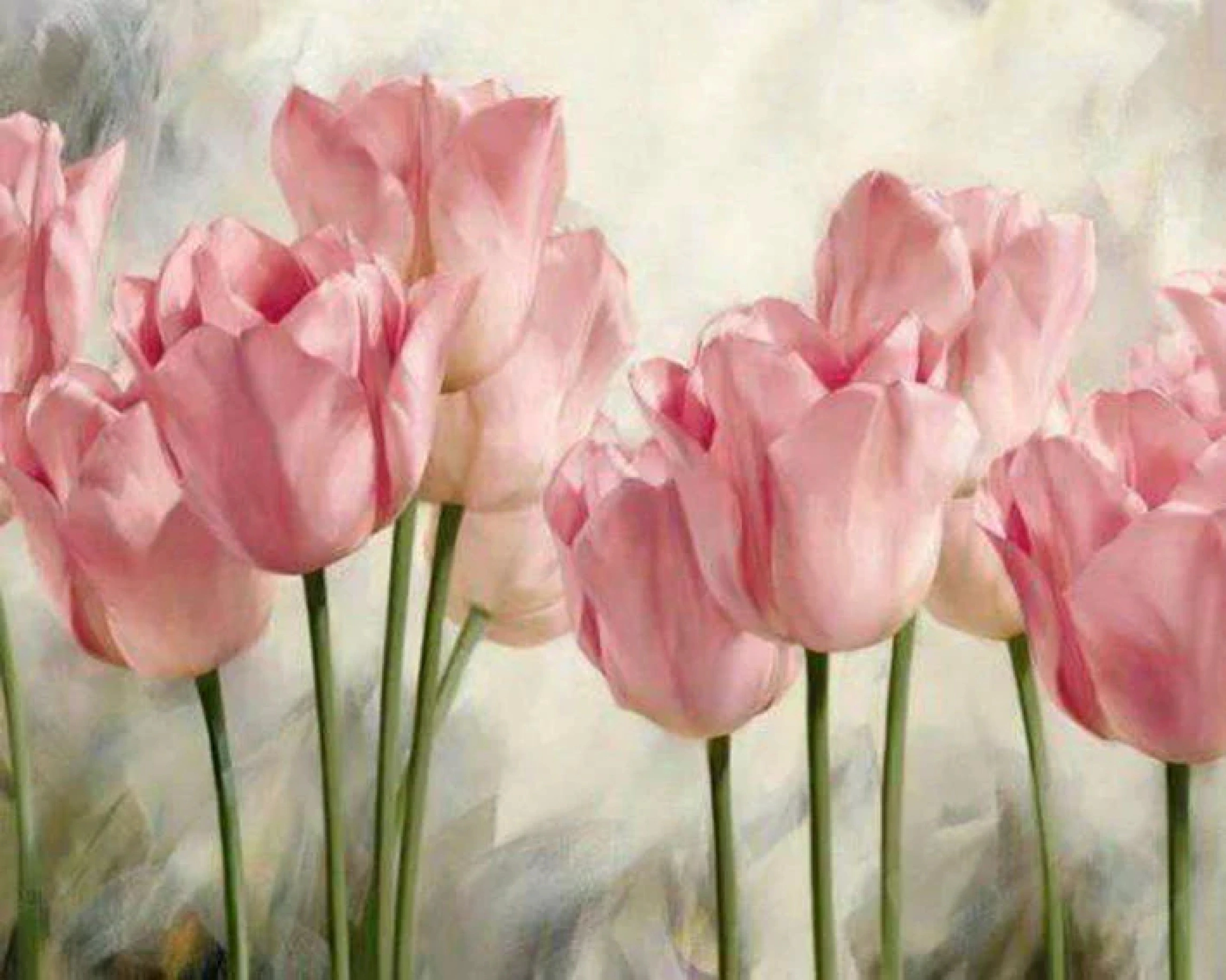 Diamond painting Roze tulpen
