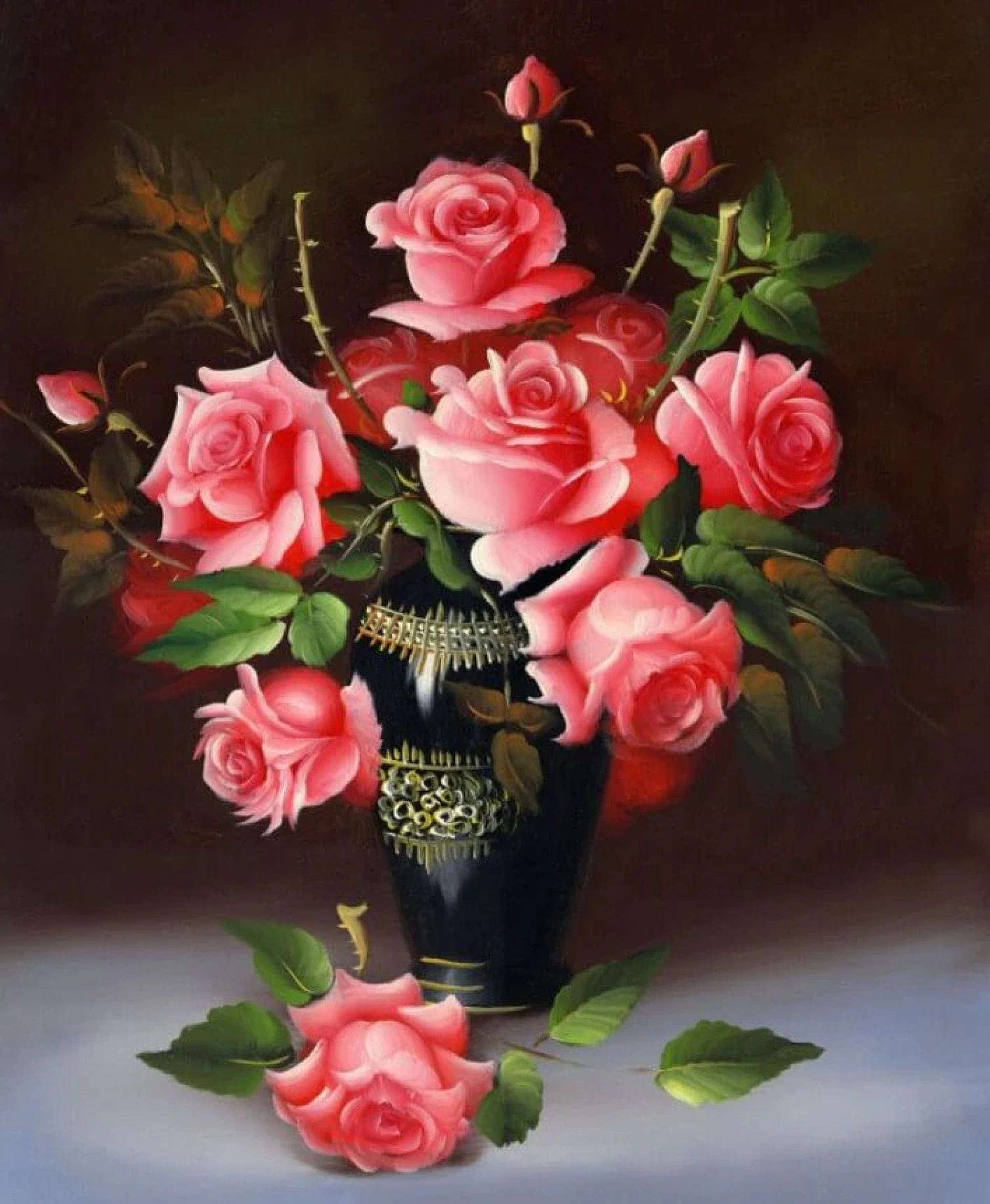 Diamond painting De Rozen Vaas
