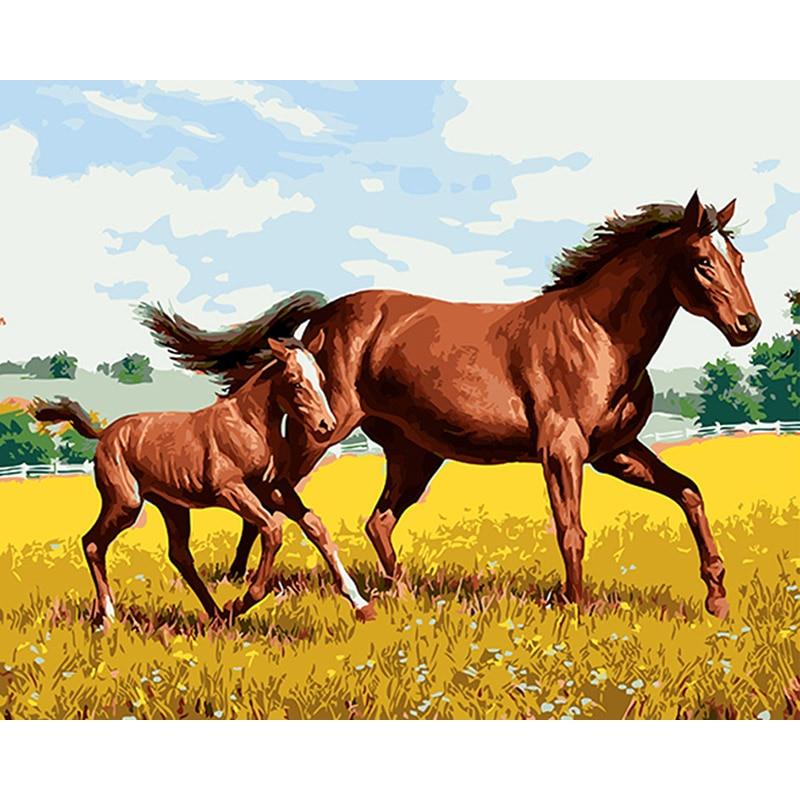 Schilderen op nummer Paard en Veulen